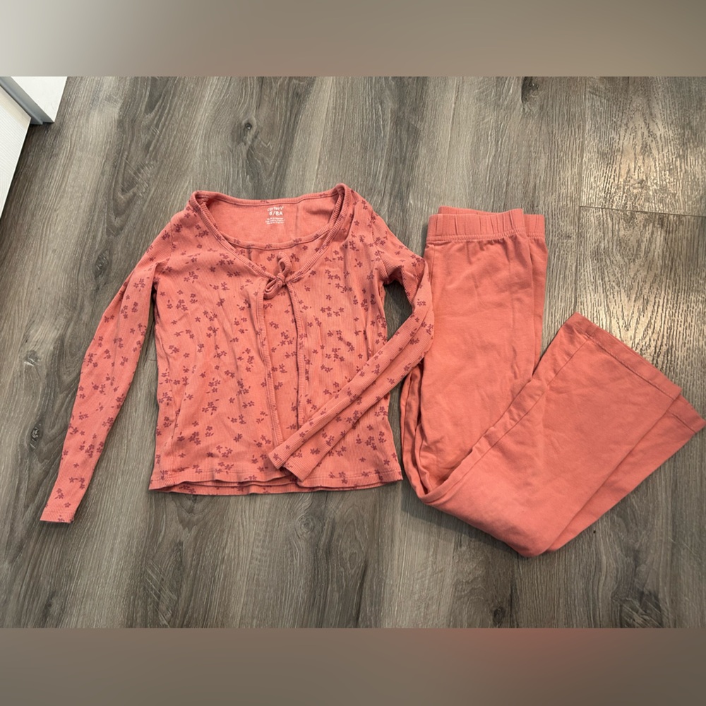 Carter's Coral Floral Tie-Front Top